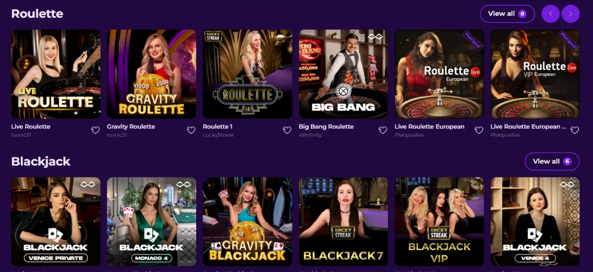 gambloria casino table games